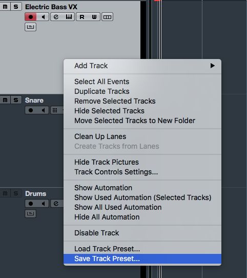 Save Track Preset