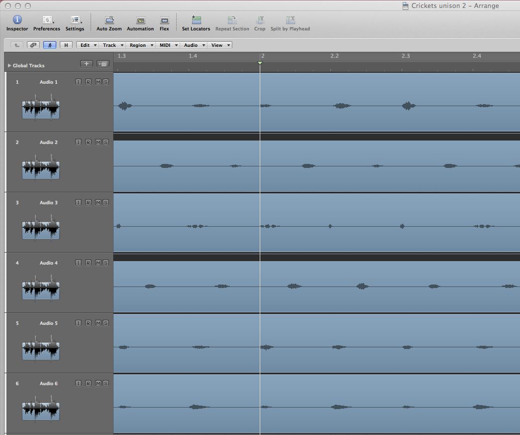 Editing the tracks in Logic