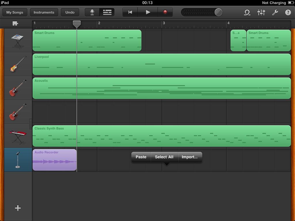 Pasting audio from another application via the clipboard