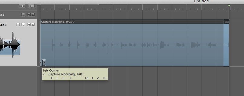 Drag the bottom left-corner of the audio region to the left to reveal the entire audio performance.