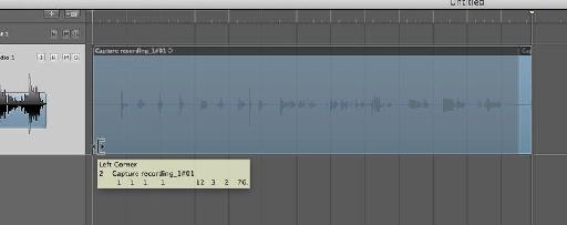 Drag the bottom left-corner of the audio region to the left to reveal the entire audio performance.