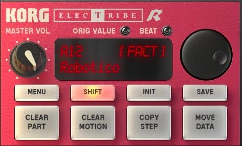 iElectribe display with pattern and menu controls.