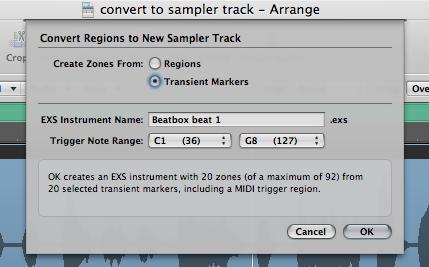 logic x pro convert to sampler track