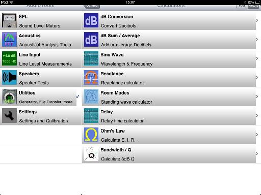 Calculator utilities supplied with the base version of AudioTools