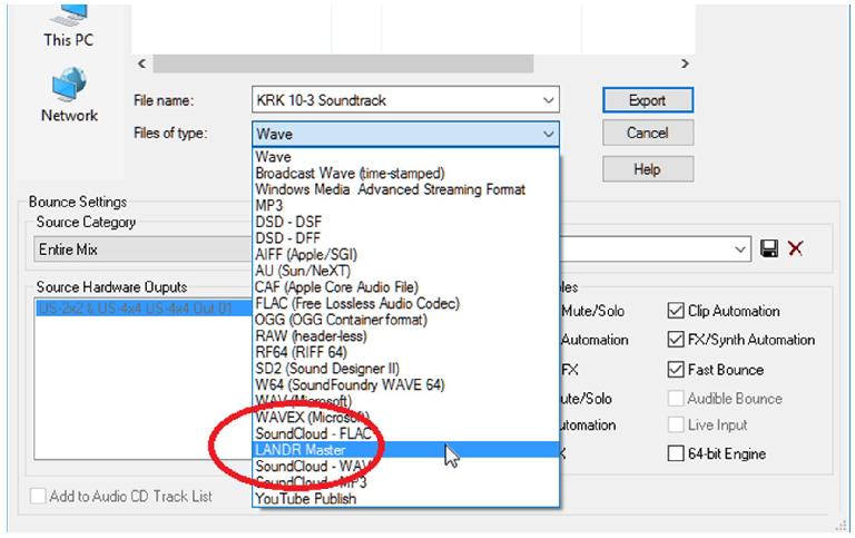 There's now an option to export direct to LANDR from Sonar.