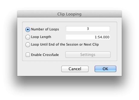 The Clip Looping dialog