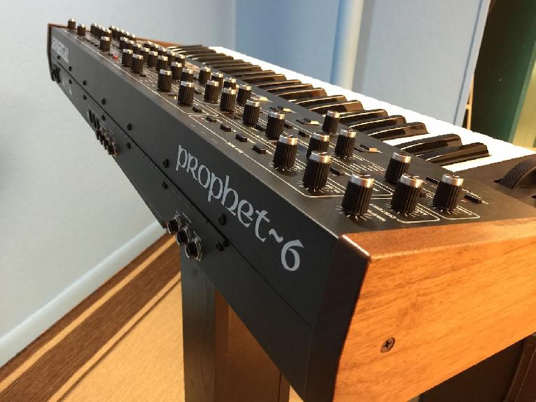 back view of the Sequential Prophet 6 synthesizer.