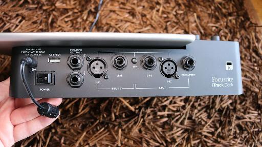 Rear of the Focusrite iTrack Dock.
