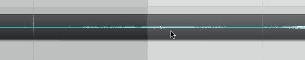 Thin blue line in the center of the audio waveform