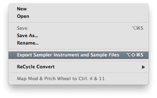 In the EXS24 Instrument Editor go to the Instrument Menu and choose 'Export Sampler Instrument and Sample Files'. You can name the instrument at this point if you haven't already done so. You can save the resultant files to any location for now.