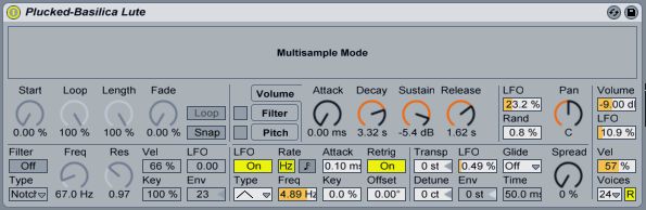 Once a Sampler preset is converted to Simpler, the words “Multisample Mode” indicate that you are playing back a multi-sampled preset created in Sampler.