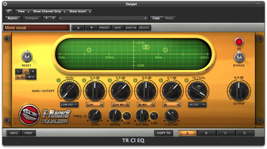 T-RackS Equalizer in a separate plug-in window.