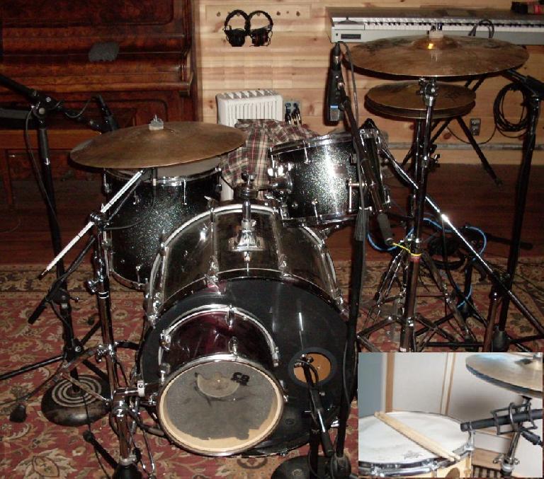 A multi-miked drum kit