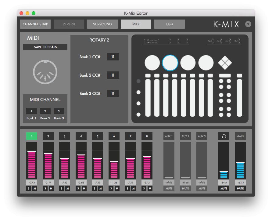 McMillen K-Mix Audio Interface Digital Mixer Controller