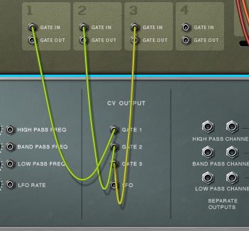 route your Gate 2 output to the Pad 2 Gate Input