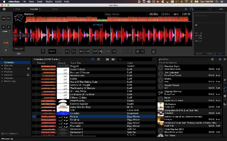 Using the Related Tracks feature with the new Rekordbox design.