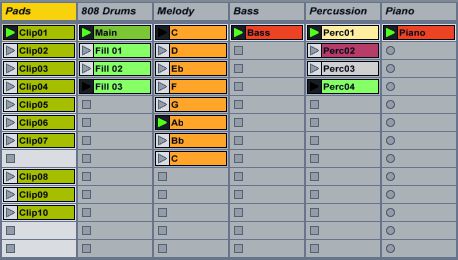 Follow actions work within groups of clips. In the first audio track here, we can see two groups: Clip01 - Clip07 make one group and Clip08 - Clip10 make another.