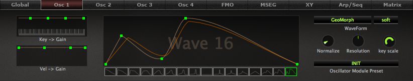 Transition in progress and full wavetable.