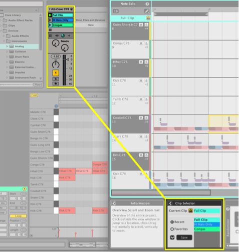 Clip Selector translates all clip information from Ableton Live 9 into Liquid Rhythm.