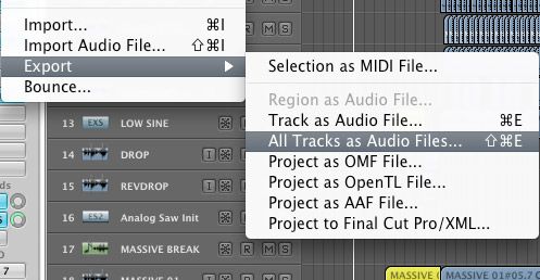 Export all track as audio files