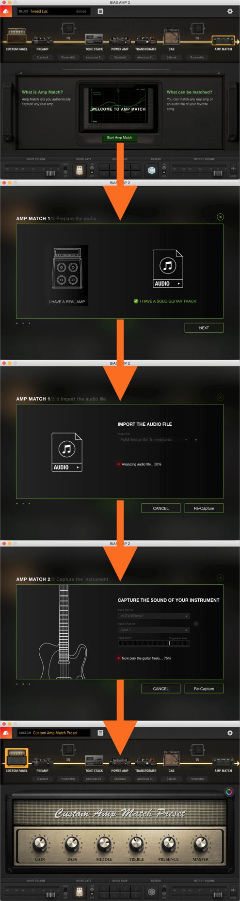 The Amp Match feature in use