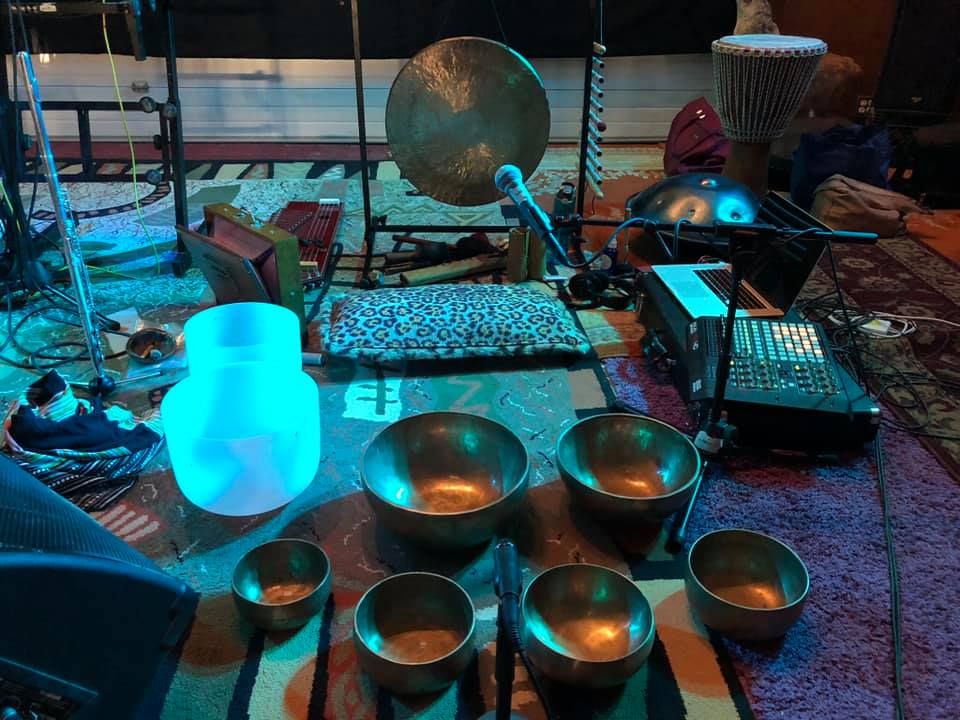 Sound Healing Instrument Set Up for Yoga Stock Photo - Image of