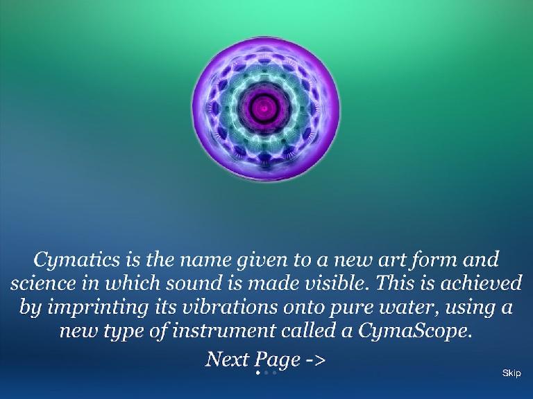 Figure 1  - What is Cymatics?  Explained in the App.