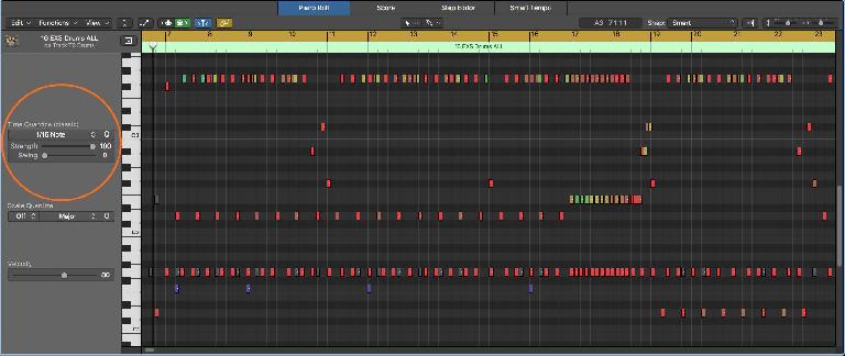 Quantization options in the Piano Roll Editor