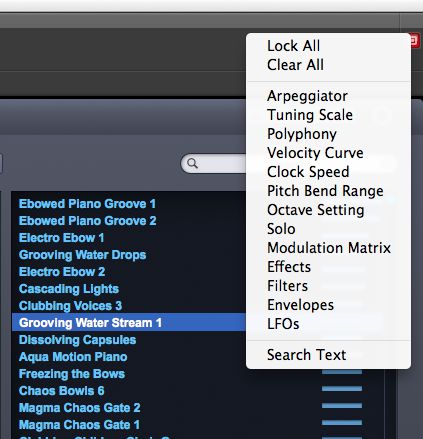 Figure 4 – SoundLock Drop-Down Menu