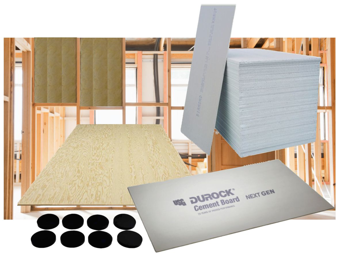 Various construction materials for building a floating room or iso-booth