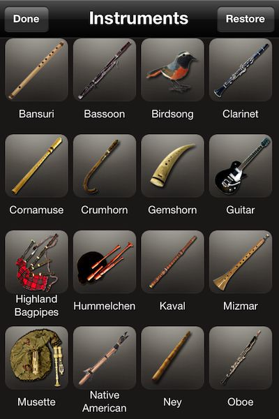 There are a wide range of instruments for Songbird through in-app purchases.