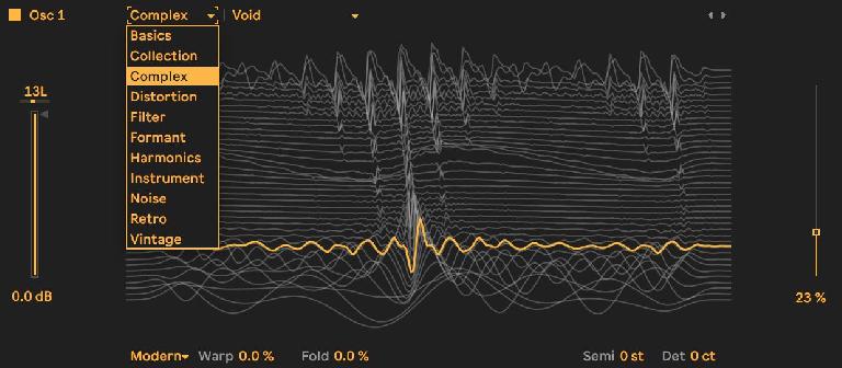 Selecting the wavetable collection.