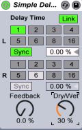 Simple Delay Mix knob set to 30%