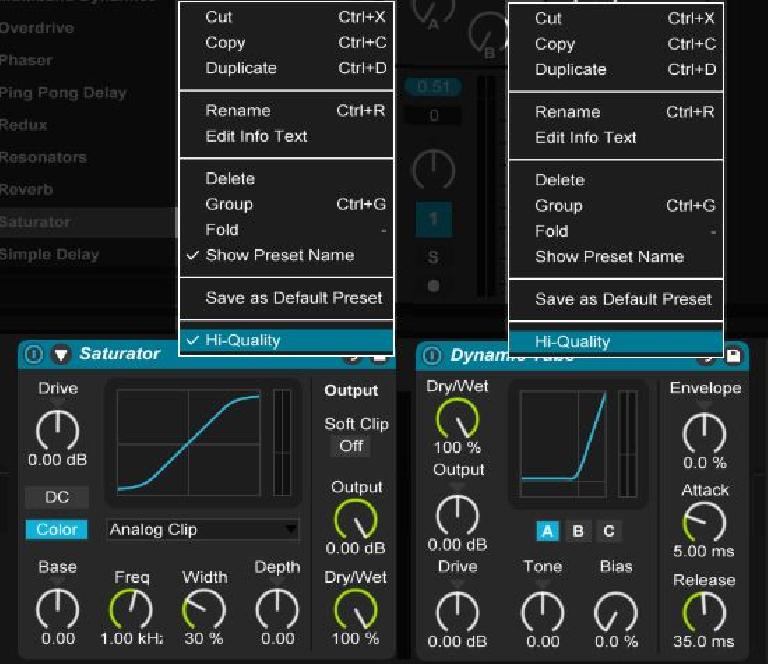 saturator/dynamic/tube high-quality settings