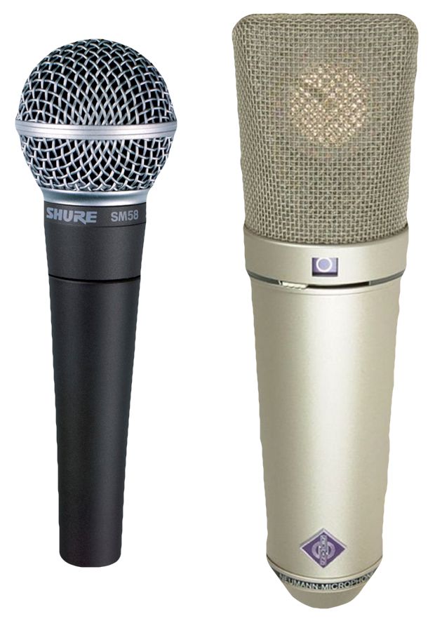 Fig 1: An SM-58 vs a typical Condenser vocal mic