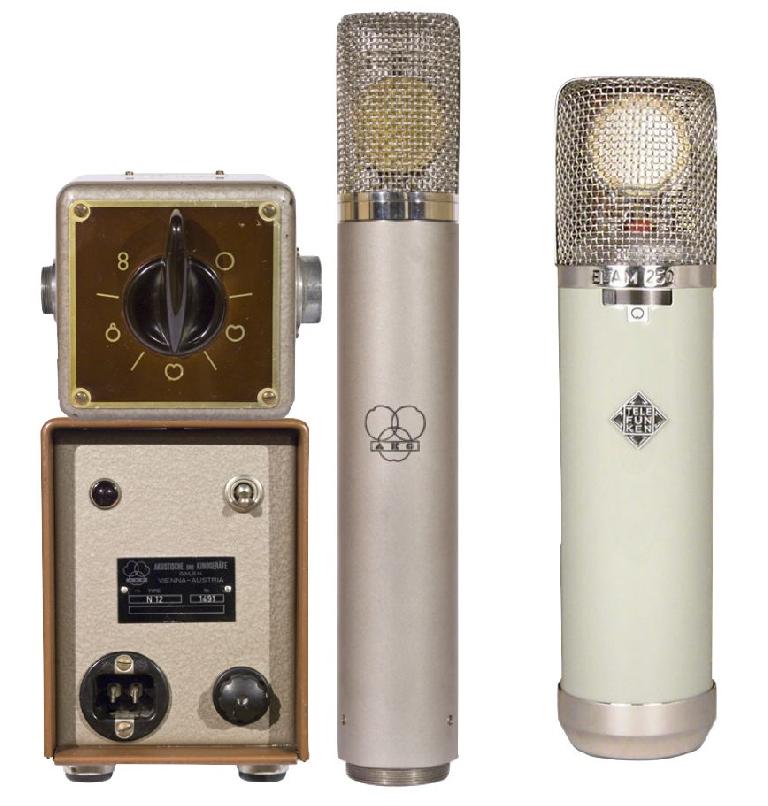 Fig 2 (L) AKG C12 (with power supply & remote pattern control); (R) Telefunken ELA M 250