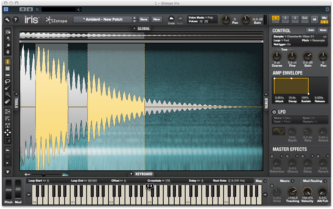 Select areas of a sample to use for playback, based on time.
