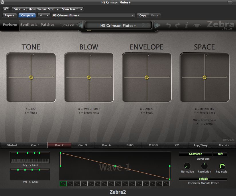 zebra 2 hz oscillator wave presets