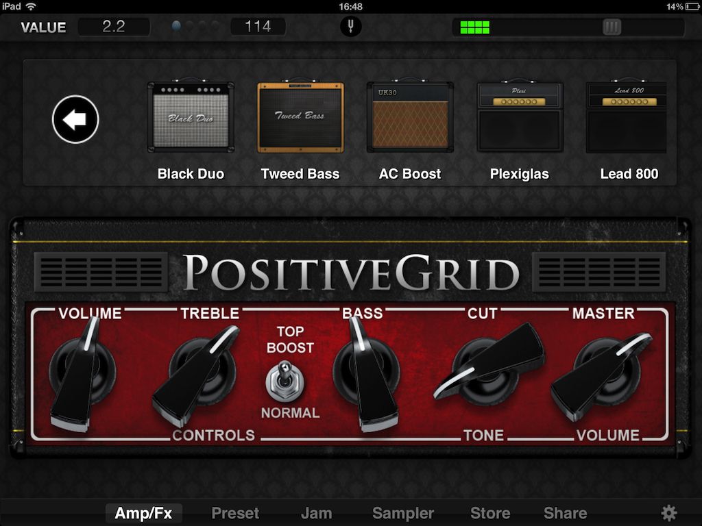 One of six amps available in the Pro version.