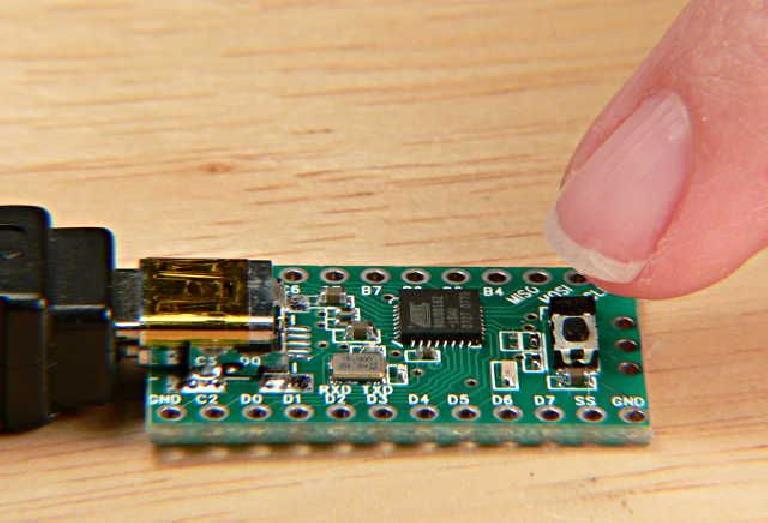 A Teensy microcontroller board 