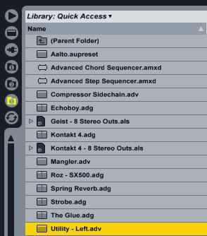 The 'Quick Access' folder can even be used for Max for Live presets, drum racks, au presets, in fact any preset or file that can be seen in the Live browser.