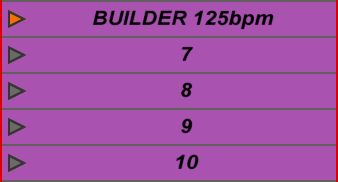 BPM changes programmed into the BUILDER Scene, confirmed by the Scene’s orange play trigger.