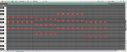 Piano Roll with pattern of Cinema stabs