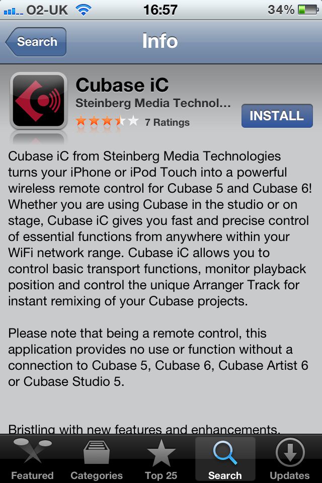 search for Cubase iC on the App Store