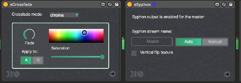 For additional effects and output capture, eCrossfade and eSyphon are placed on the Master track.