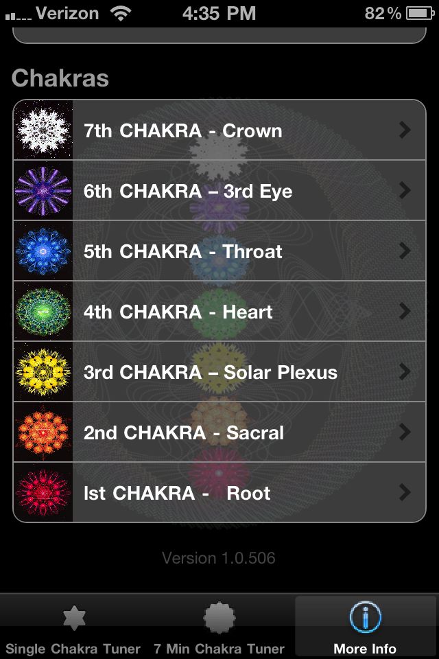 Pic 3 – Chakra Information Section.