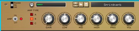 Sensible guitar amp-style controls for shaping the sound.