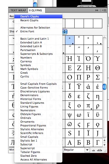 caret symbol indesign