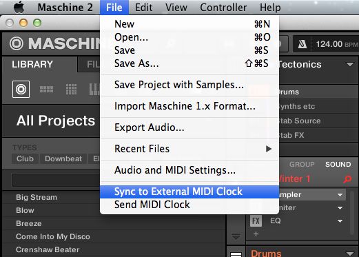 sync to external MIDI clock