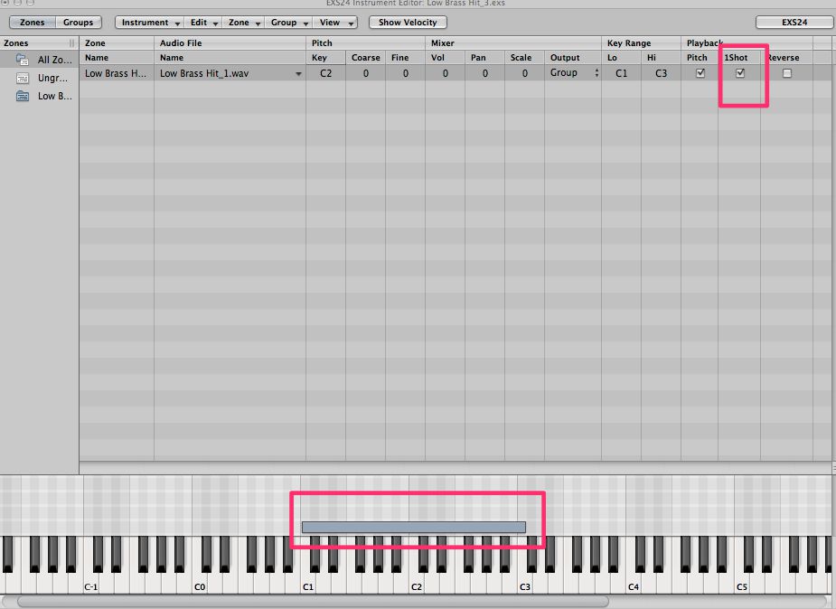 Pic 10: Make sure the sample plays from beginning to end by checking 1shot.